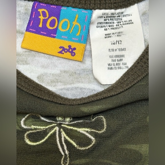 Y2K 2006 Disney Winnie The Pooh Camo Mesh Layer Tank Top Girls 10/12 Lettuce Hem - Picture 8 of 8